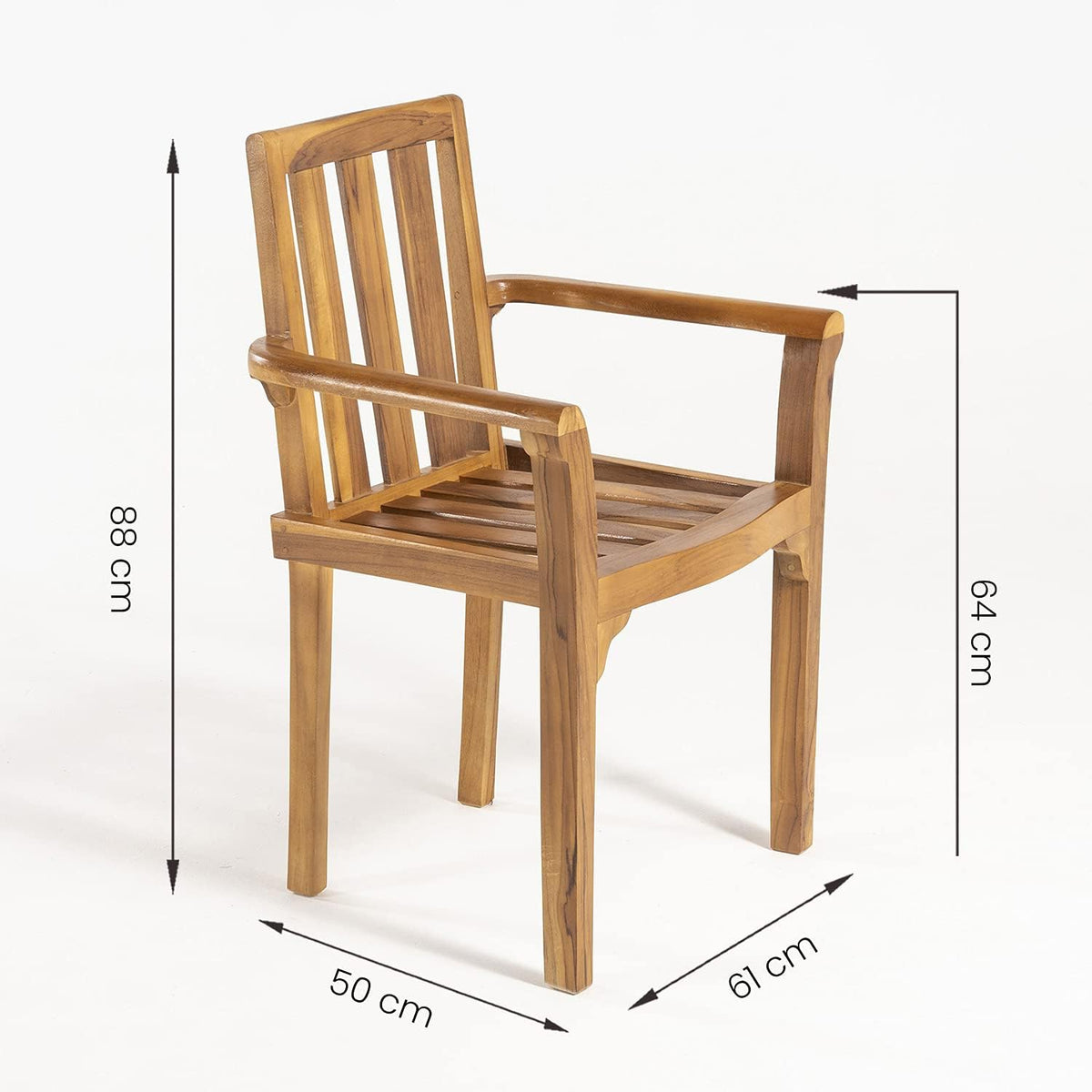 Conjunto de jardín de Madera Teca, Mesa de 240 cm de Largo y 8 sillones apilables