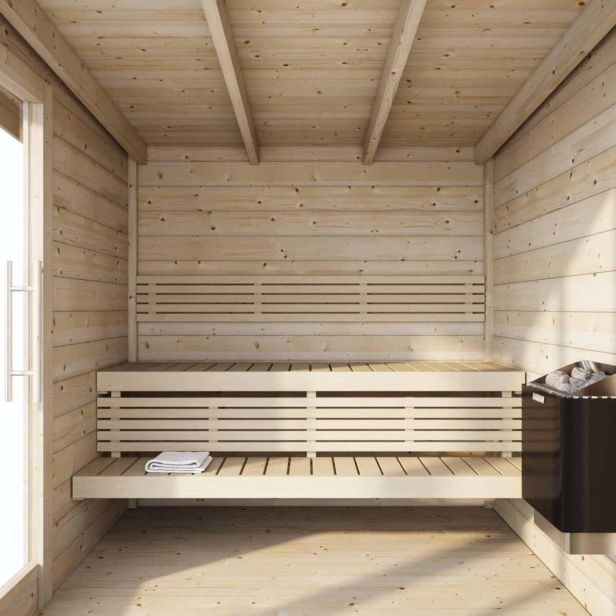 Sauna Exterior Deluxe, Diseñada, 2095x2116 mm